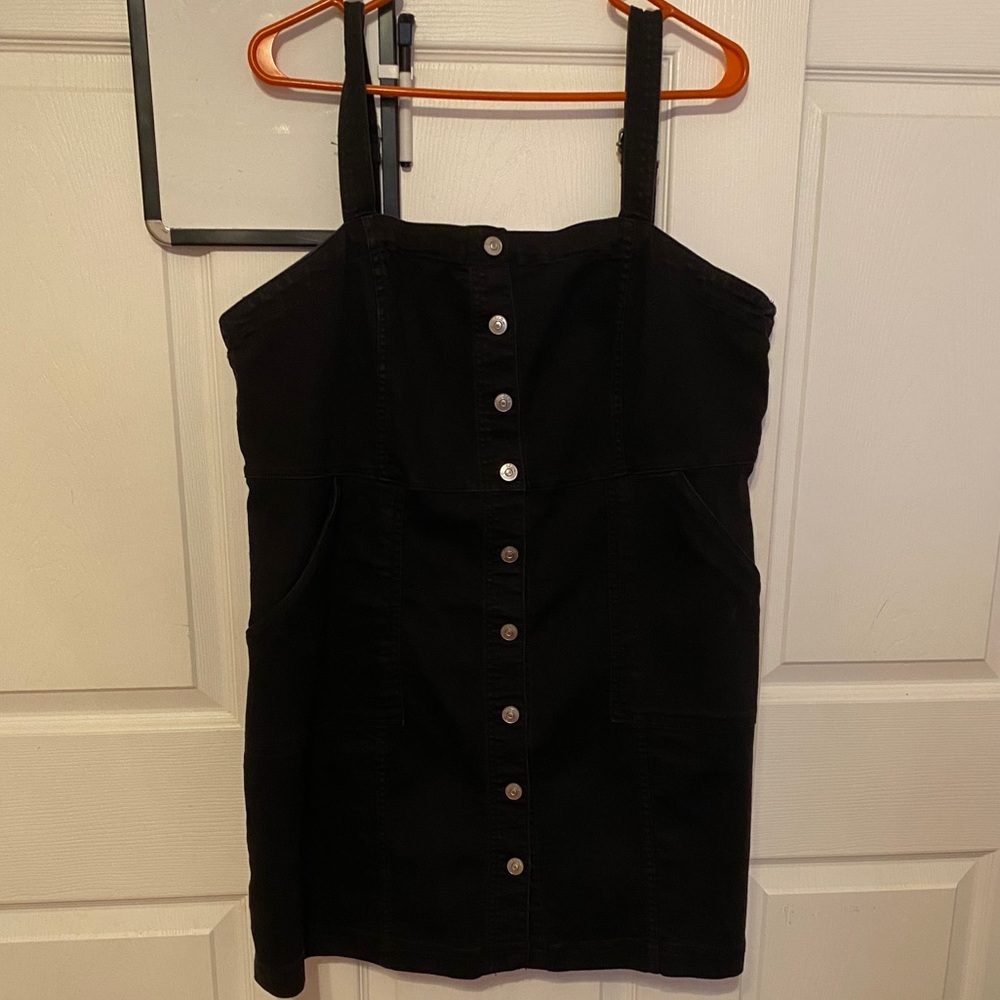 Stretchy black button up dress
